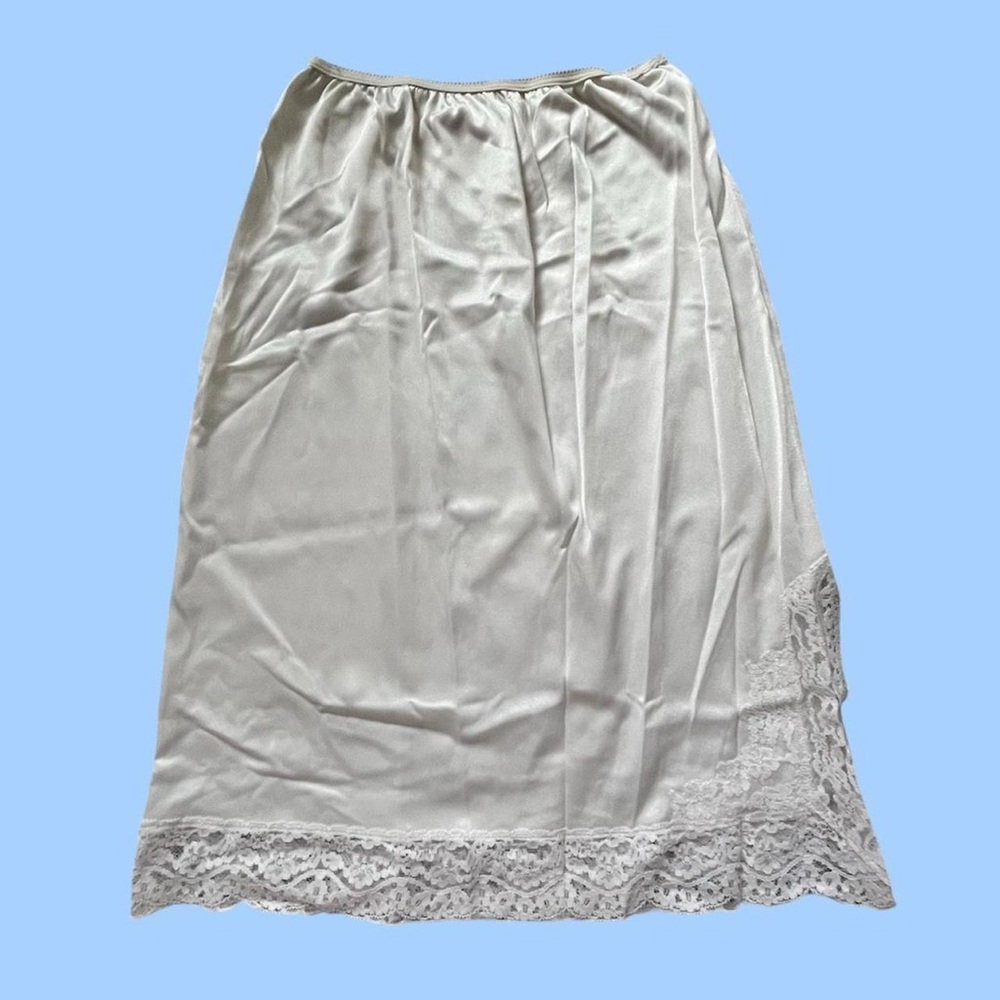 Vintage White Lace Trim Slip Skirt